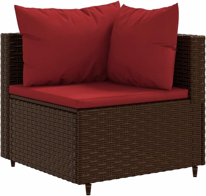 Patio Furniture Sets,Outdoor loveseat,Patio Conversation Sets,11 Piece Patio Lounge Set with Cushions Brown Poly RattanSuitable for Patio, Garden, Gazebo Low