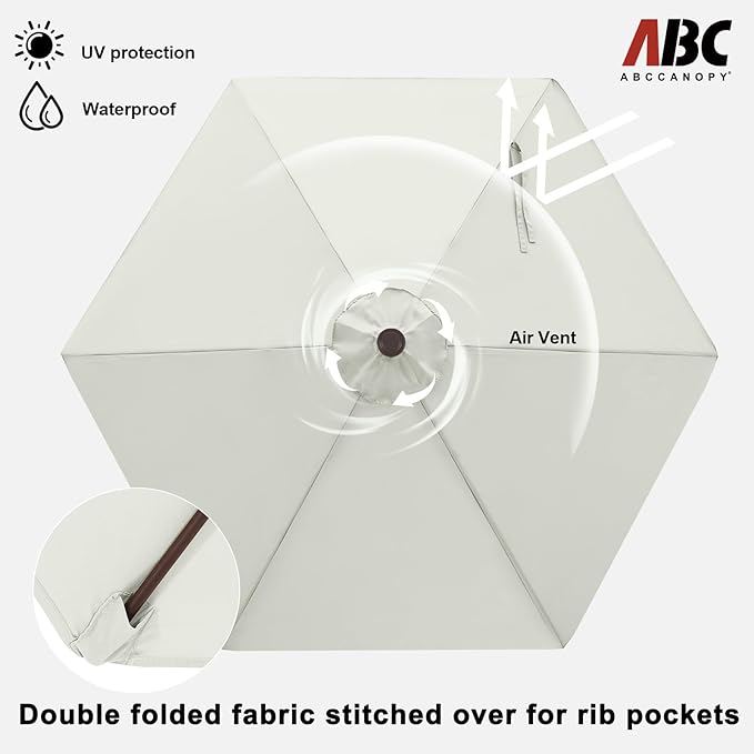 ABCCANOPY 7.5FT Outdoor Patio Umbrella, UV Protection Table Umbrella w/Crank for Easy Set Up, Suitable for Garden, Lawn, Deck & Backyard (Light Beige)
