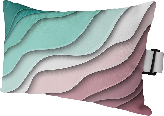 Outdoor Pillows Covers with Inserts Geometric Abstract Green Pink Gradient Waterproof Recliner Pillow with Adjustable Strap Throw Pillows for Patio Furniture Pool Lounge Chair, 11x16 inch, 1PCS