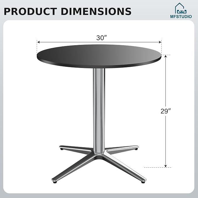MFSTUDIO Outdoor Patio Bistro Table, Round Patio Dining Table for 2 to 4, 30" Metal Outdoor Side Coffe Table for Balcony Backyard Patio Garden or Indoor