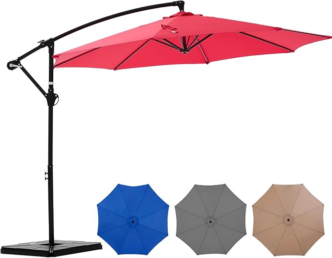 10FT Patio Umbrella, Offset Cantilever Outdoor Patio Table Umbrella, UV Protection, Fade Resistant Fabric, Easy Tilt Adjustment for Pool, Deck, Garden, Backyard