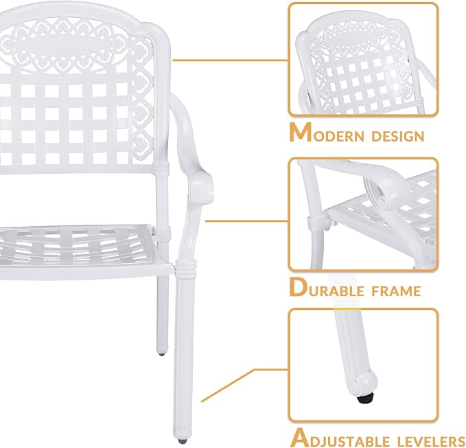 9-Piece Patio Dining Set, Outdoor Patio Table and Chair Set of 84” Oval Cast Aluminum Dining Table with Umbrella Hole and 8 Outdoor Dining Chairs, Patio Funiture Set, White