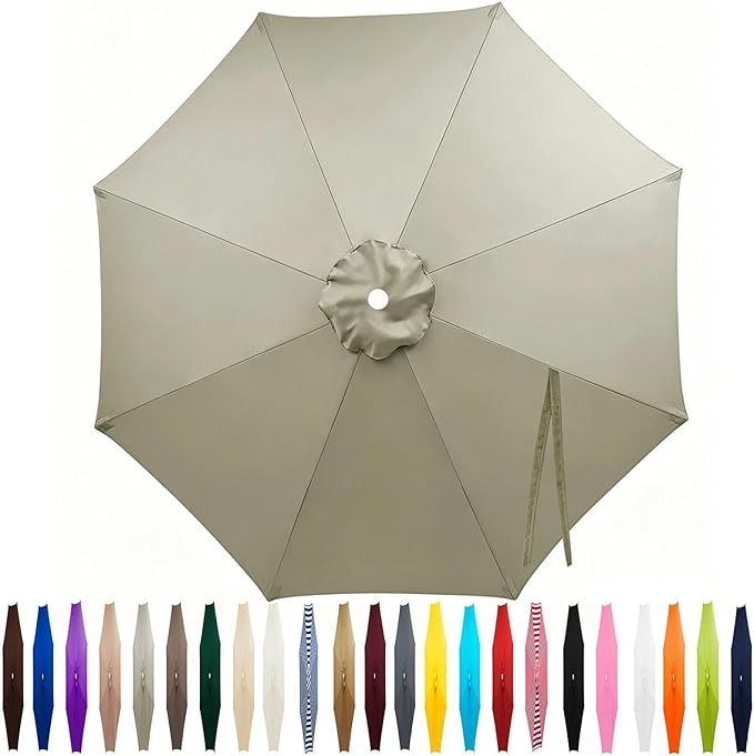 Outdoor Patio Umbrella Replacement Canopy 7.5ft/9ft/10ft/11ft 6/8 Ribs, Cantilever Offset Patio Umbrella Fabric Cover Resistant Waterproof Shade for Table Pool