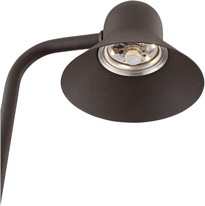 John Timberland Jayce 18 1/2" High Modern Outdoor Landscape Path Light Porch House Exterior Outside LED Bulb Weatherproof Brown Bronze Finish Aluminum Metal Shade Front Door Patio Garage Home