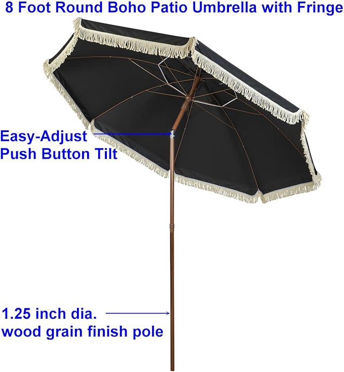Hula Thatched Tiki Umbrella Tropical Palapa Raffia Tiki Hut Hawaiian Patio Umbrella with Fringe Boho Parasol 6' 8' & 9' Options