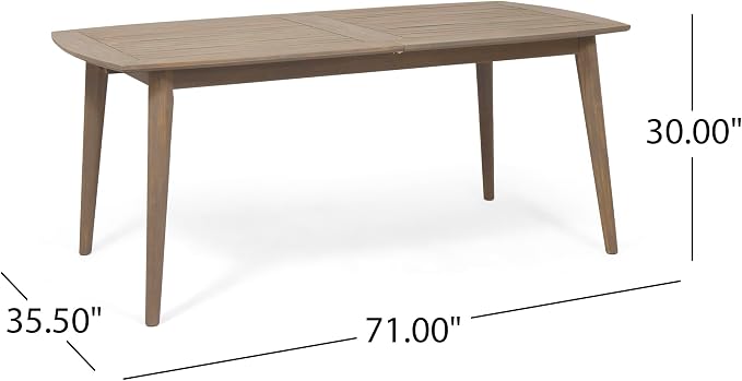 Outdoor Extendable Acacia Wood Patio Dining Table(71-94.5 inch)(Gray)