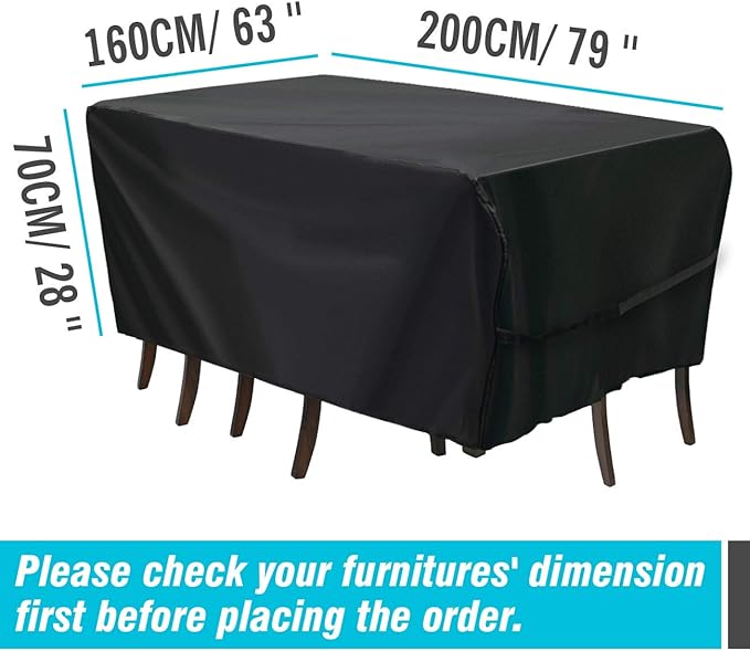 Velway Patio Furniture Cover Outdoor, Waterproof Rectangular Patio Table Chair Sofa Set Cover, 78”Lx63”Wx27”H, All Weather Oxford Tear-Resistant Material with Zipper Carrying Bag Windproof Buckles