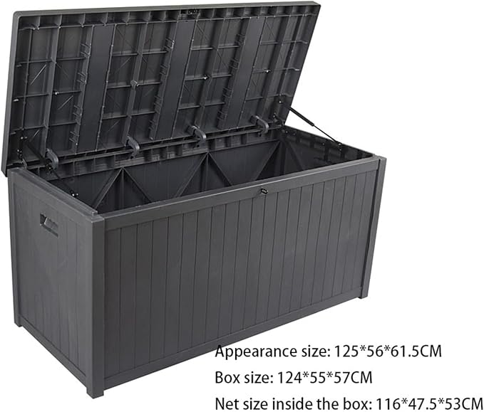 Outdoor Storage Box - Lockable Garden Rooftop Organizer, Patio Balcony Tool Box, Durable End Table Storage Cabinet,Grey