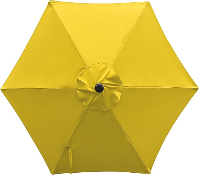 7.5 Ft Patio Umbrella with Crank Weather Resistant Outdoor Umbrella Durable 6 Sturdy Steel Ribs Outdoor Market Umbrella for Deck Garden Pool Yard Cafe, Yellow