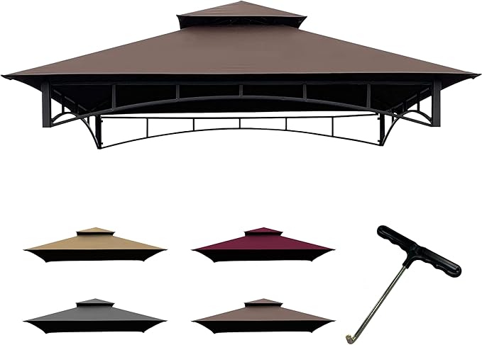 Coastshade Replacement Gill Gazebo BBQ Canopy Top for Model #L-GG001PST-F,8x5 Gazebo Grill Canopy BBQ Gazebos Top Only(Brown)