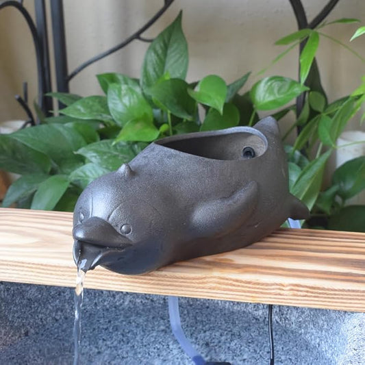 Outdoor Garden Fountain Spitter Pond Water Feature DIY Ceramic Animal Decoration Waterfall (Penguin)