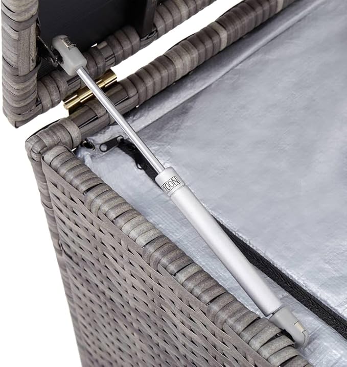 Outdoor Storage Box Poly Rattan 39.4"x19.7"x19.7" Gray with Zippered Liner and Steel Frame for Patio Deck Garden Furniture Cushions Pool Toys