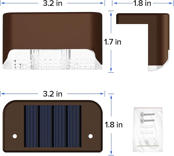 JJX Solar Lights Outdoor 20 Pack, Solar Fence Lights Deck Light for Patio Outdoor Decor, Fence Light Solar Powered for Stairs, Step, Railing and Yard (Warm White)