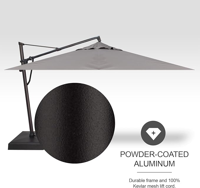 Treasure Garden AKZ PLUS Cantilever Umbrella 10'x13' Rectangular Obravia Boulder Canopy and Black Frame with Rolling Base