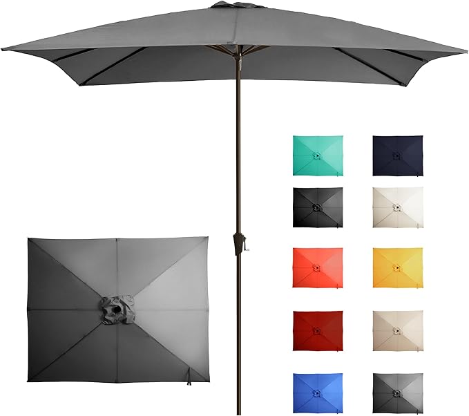 Ayge 8x10FT Large Rectangular Patio Umbrella Outdoor Table Umbrella w/Crank Rectangle Market Umbrella UV Protection for Garden, Deck,Lawn,Yard & Pool,Dark Gray