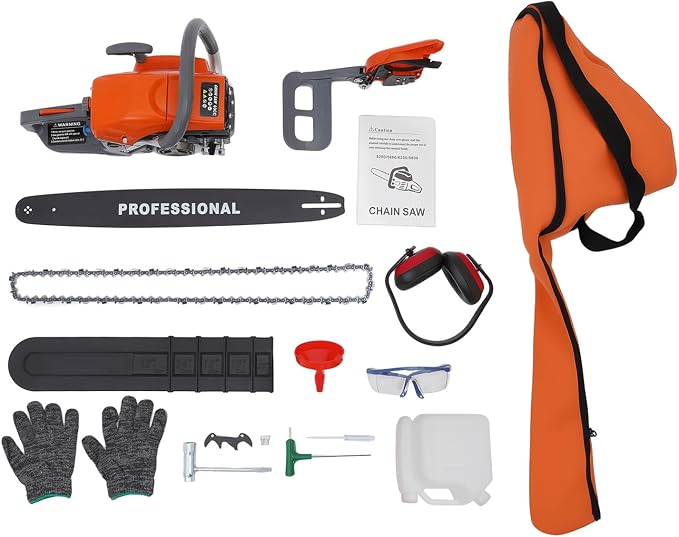 Gas Chainsaw, 22" 60cc Handheld Cordless Petrol Chain Saws, 2-Cycle 10000rpm high speed Petrol Chain Saw w/ 18.6Oz Large Fuel Tank Capacity For Forest, Wood, Garden and Farm Cutting Use, 2.8kw