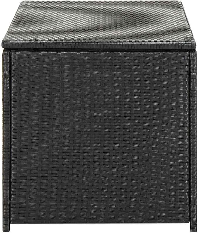 Patio Storage Box Poly Rattan 39.3"x19.6"x19.6" Black Outdoor Storage Chest with PE Liner and Zipped Closure