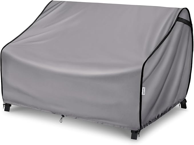 Outdoor Furniture Covers for Sofa Waterproof, Patio Loveseat Cover Tear Resistant, Fits up to 58W x 32.5D x 31H inches, Grey