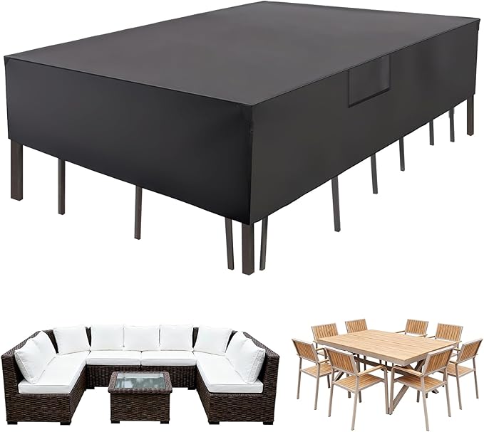 NEWBULIG Waterproof Patio Furniture Covers, Heavy-Duty 600D 126"L x 63"W x 28"H All-Weather Outdoor Furniture Cover Anti-UV with Air Vent for Couch, Sectional Sofa, Table and Chair, Black