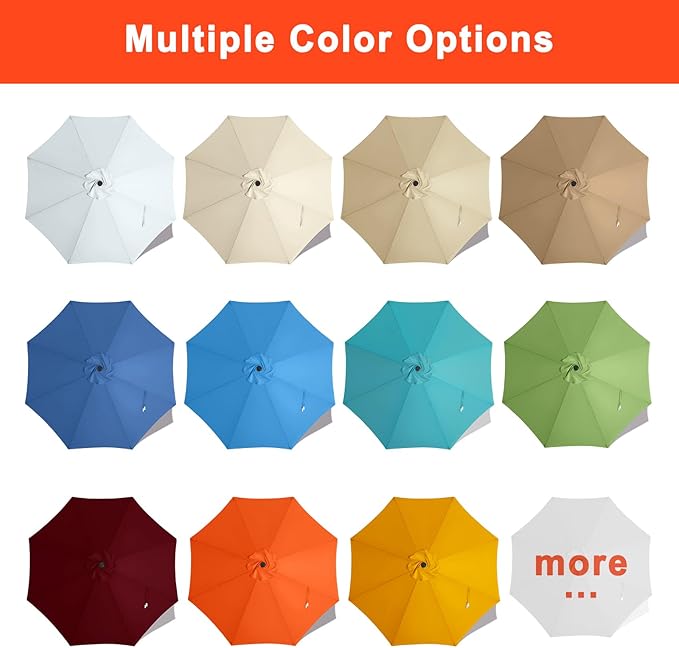 MASTERCANOPY Patio Umbrella 9ft Replacement Top for 8 Ribs-Turquoise Stripe Canopy Only