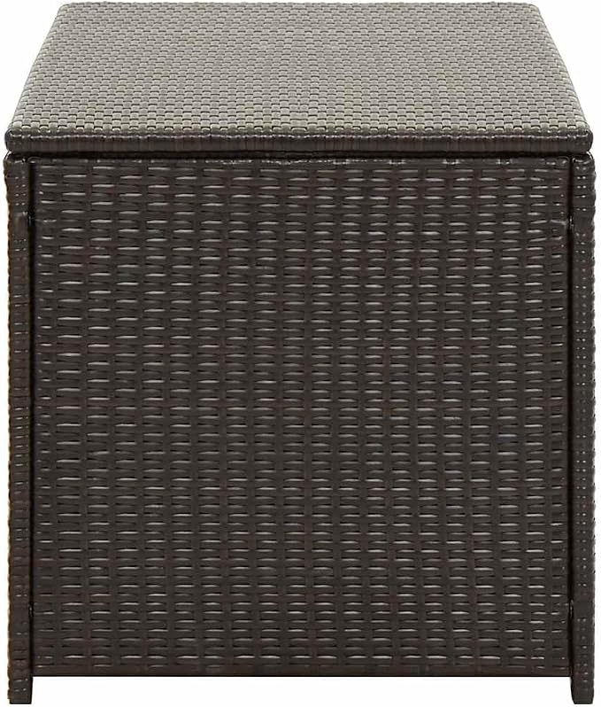 Durable Poly Rattan Storage Box with PE Liner, 39.3x19.6x19.6 Inch Brown Patio Storage Chest for Cushions and Garden Supplies