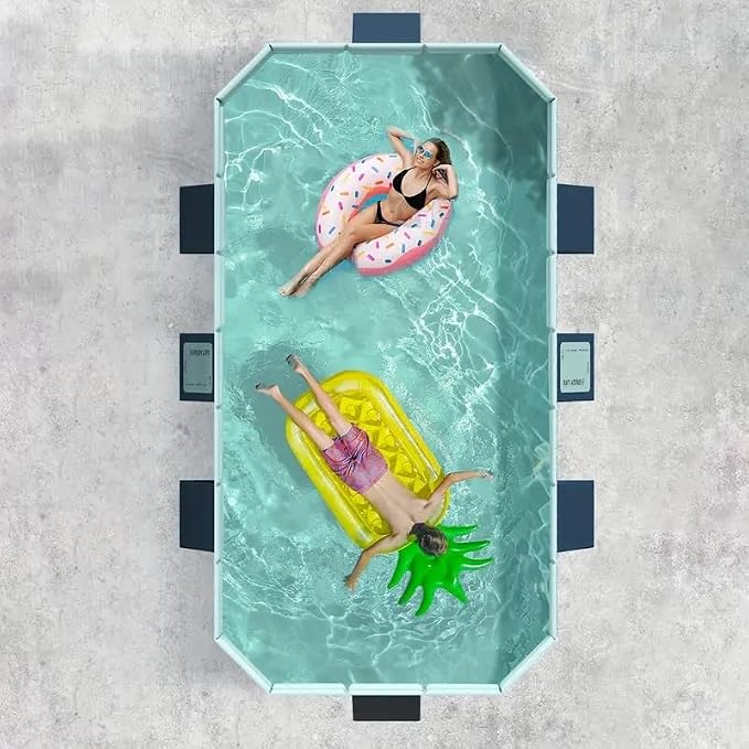 Montary Foldable Large Non - Inflatable Rectangular Swimming Pool for Family - Hard Plastic Shell, Oversized Thickened Design, Portable Collapsible Backyard Pool - 100.8"x65.7"x19.7"