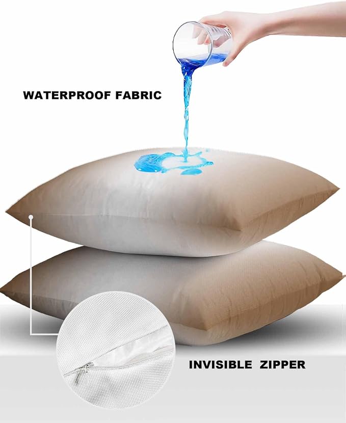 Brown and White Ombre Outdoor Pillow Covers Waterproof, All Weather Cushion Case Set of 2, Modern Abstract Gradient Color Art Decorative Pillowcases for Sofa Couch Bed Decor Patio Furniture 24"x24"