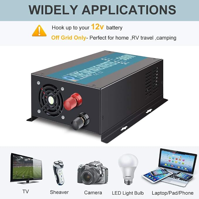 WZRELB RBP-500S-LED 500w Pure Sine Wave Solar Power Inverter 12v 120v 60hz(Black)