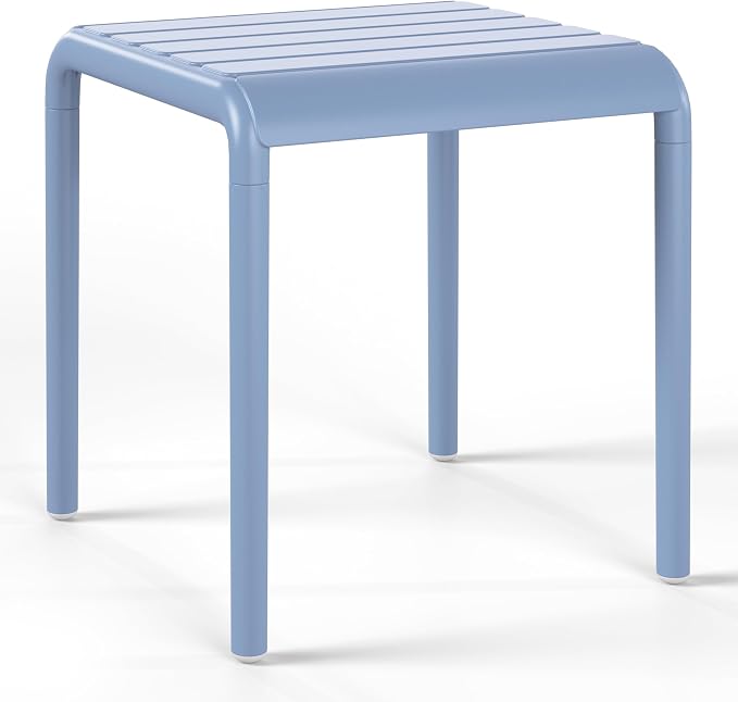 WestinTrends Playa Plastic Modern Outdoor Patio Accent Side Tables (Set of 2), French Blue