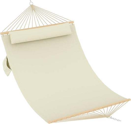 Garvee Double Quilted Hammock – 450 lbs, Hardwood Bars, Pillow Included | Soft yet durable quilted fabric – resists wear and retains shape.