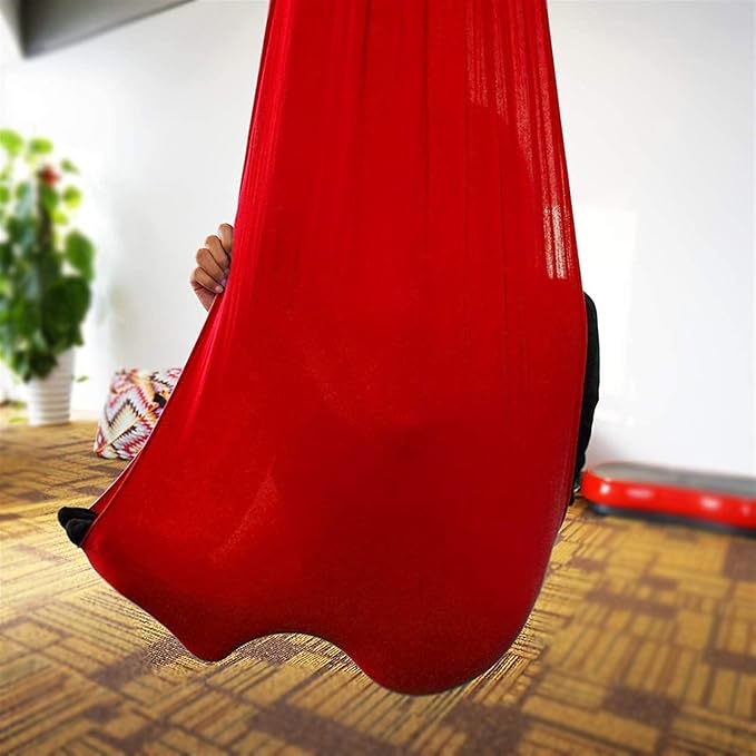 Indoor Therapy Swing Chair for Adults Autism, Cuddle Yoga Hammock Ideal for ADHD Aspergers and Sensory Integration Snuggle 440lbs Load Capacity (Color : Red, Size : 150x280cm/59x110in)