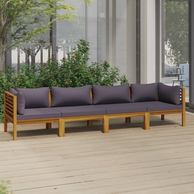 4-Seater Patio Sofa,Outdoor Garden Conversation Set,Patio Outdoor Set Suitable Suitable for Patio,Deck,Balcony,Garden with Cushion Solid Acacia Wood