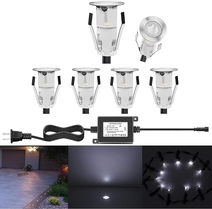 LED Deck Lights 0.7" Tiny Deck Driveway Light Dock Path Step Road Light Outdoor and Indoor Decoration Security Lighting (Cool White, 6pcs)