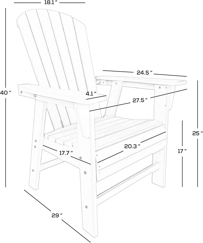 WestinTrends Dylan Adirondack Patio Dining Set for 4, All Weather Poly Lumber Outdoor Table and Chairs Set of 4, 43" Trestle Square Dining Table and Seashell Adirondack Dining Chair, Dark Green