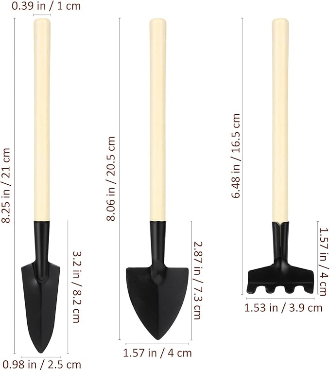 DOITOOL 4 Set Mini Gardening Tools Portable Mini Rake Trowel and Small Shovel for Succulent Bonsai Herbs Planting Terrariums Indoor Gardening Tools