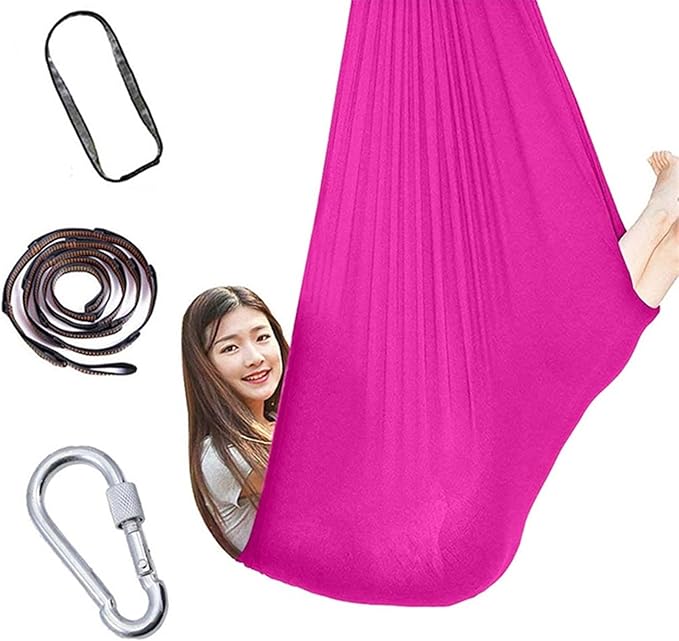 Physical Therapy Swing for Sensory Indoor, Kids and Teens More Special Needs, Cuddle Hammock Autism, ADHD, Aspergers and Integration Snuggle (Color : Rose red, Size : 100x280cm/39x110in)