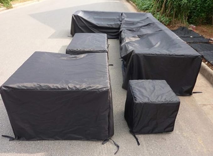 FLR 126Inches Patio Table Cover Veranda Rectanguler Black Waterproof Outdoor Dinner Protector Dust-Proof Table Desk Cover Furniture Covers with Storage Bags for Garden Outdoor Indoor Furniture