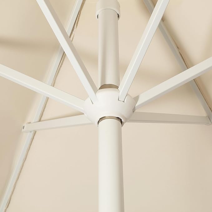 JONATHAN Y UMB1001 Collins 9 ft. Classic Cottage Tassel Market Patio Umbrella with Auto-Tilt, Crank, Wind Vent and UV Protection