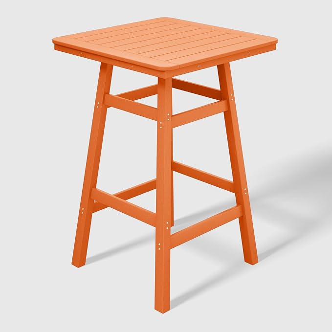 WestinTrends Malibu Square Outdoor Patio Bistro Bar Table with Umbrella Hole 42" Tall, Orange