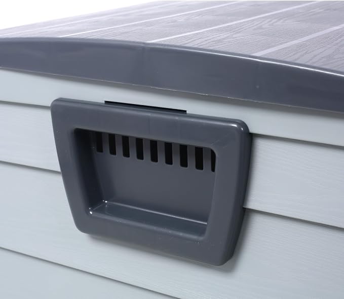 Deck Box with Wheels 44 Inch, 250LB Capacity Outdoor Storage Chest for Patio Garden Tools, Water-Resistant Storage Bench(Gray)