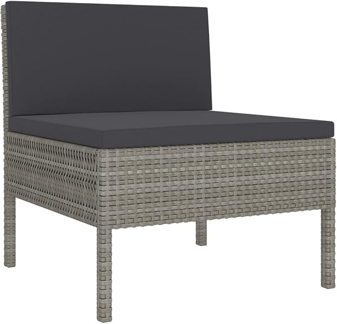 Patio Lounge Set with Cushions,Patio Furniture Sets,Patio Conversation Sets,Outdoor Furniture Sets,for Garden,Backyard,Outdoor,6 Piece Poly Rattan Gray