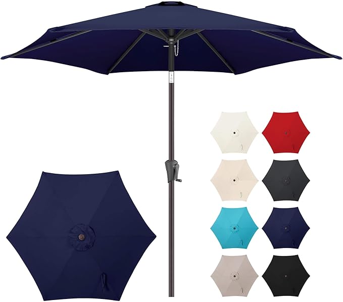 Jarka&Co 7.5ft Patio Umbrella Outdoor - Table Outdoor Umbrella with Push Button Tilt Waterprool UV Protection, Sun Umbrella for Pool, Porch, Garden, Deck, Backyard (Navy Blue)