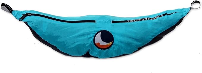 NOVICA Black with Turquoise Blue Trim Parachute Portable 1 Person Camping Hammock with Hanging Straps, 'Highland Dreams' (Single)
