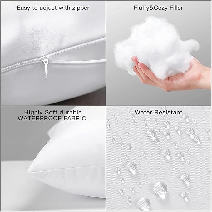 OTOSTAR Waterproof Throw Pillow Insert Water Resistant Outdoor Pillow Insert 20x20 Inch Premium Pillow Stuffer Sham Square Decorative Throw Pillow for Patio Furniture Couch Cushion Stuffer (1 Pack)