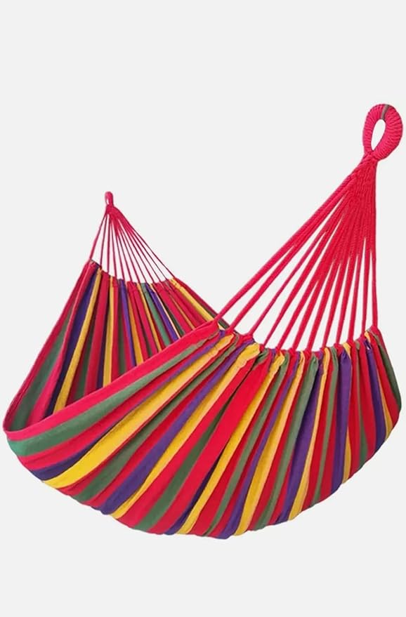 k&klacosta Hammock Outdoor Cotton Hammock Multi Load Capacity Portable Hammock Up to 450lbs with Carry Bag for Patio Garden Camping Red Yellow Stripes