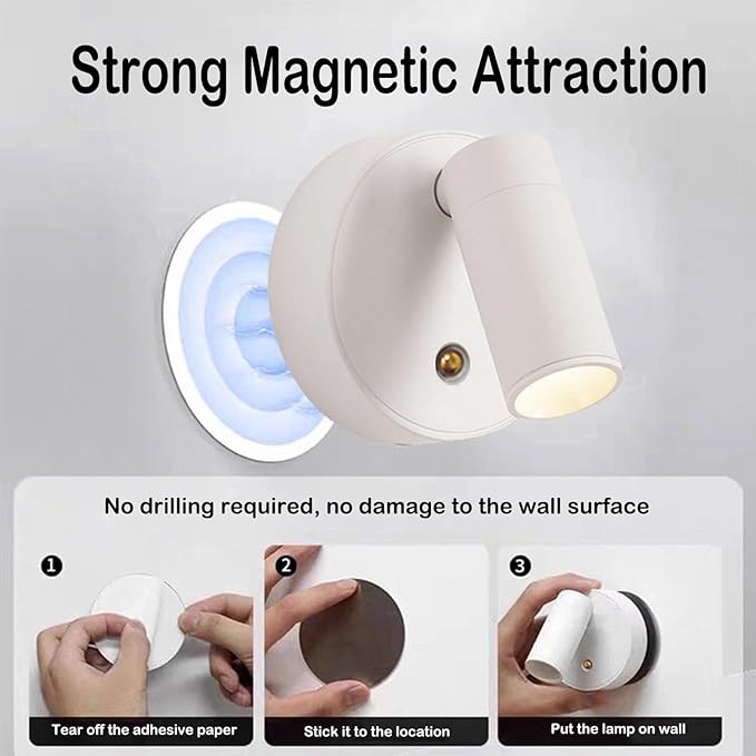 Spot Lights Indoor, Rechargeable Plant Spotlight Indoor, 360° Rotate Wireless LED Uplighting, Battery Powered Ceiling Spotlight for Artwork Painting Tree Plant Picture Lights Wall Light (White)