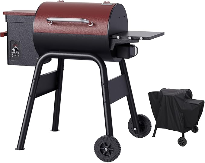Jocoevol Wood Pellet Grill Smoker for Outdoor Cooking, 456 SQ. IN Cook Area Electric Pellet Grill with Auto Feed & PID Temperature Control 180-425°F, 6-in-1 BBQ Grill & Rain Cover for Backyard