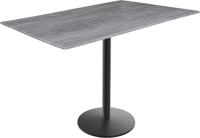 Holland Bar Stool Co. 36" Tall OD214 Indoor/Outdoor All-Season Black Wrinkle Table with 32" x 48" Greystone EuroSlim Top