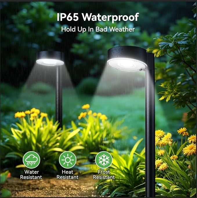 Ahaorigin 6 Pack Solar Pathway Lights Outdoor, 12 Brighter LED Solar Lights Outdoor Waterproof, Up to 12 Hrs Modern Path Light for Yard Garden Walkway Driveway Lawn, Cool White