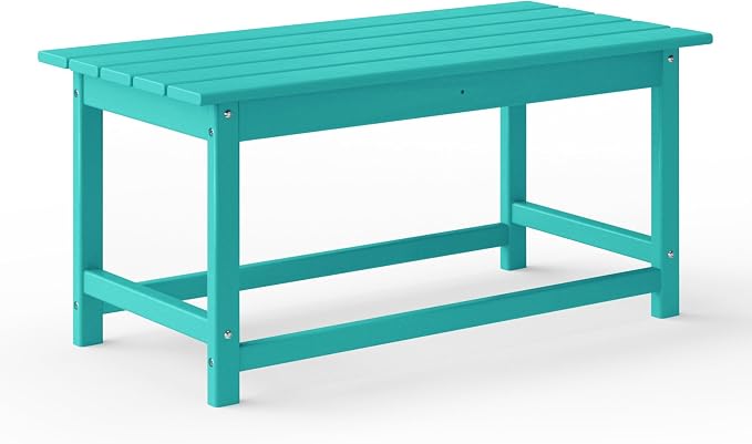 WestinTrends Malibu Outdoor Coffee Table, 35" x 17.5" All Weather Poly Lumber Patio Adirondack Coffee Table for Garden Lawn Porch Balcony, Turquoise